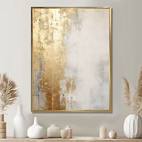 Peinture abstraite minimale « Gold and Beige River Flow »