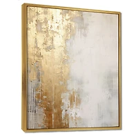 Peinture abstraite minimale « Gold and Beige River Flow »