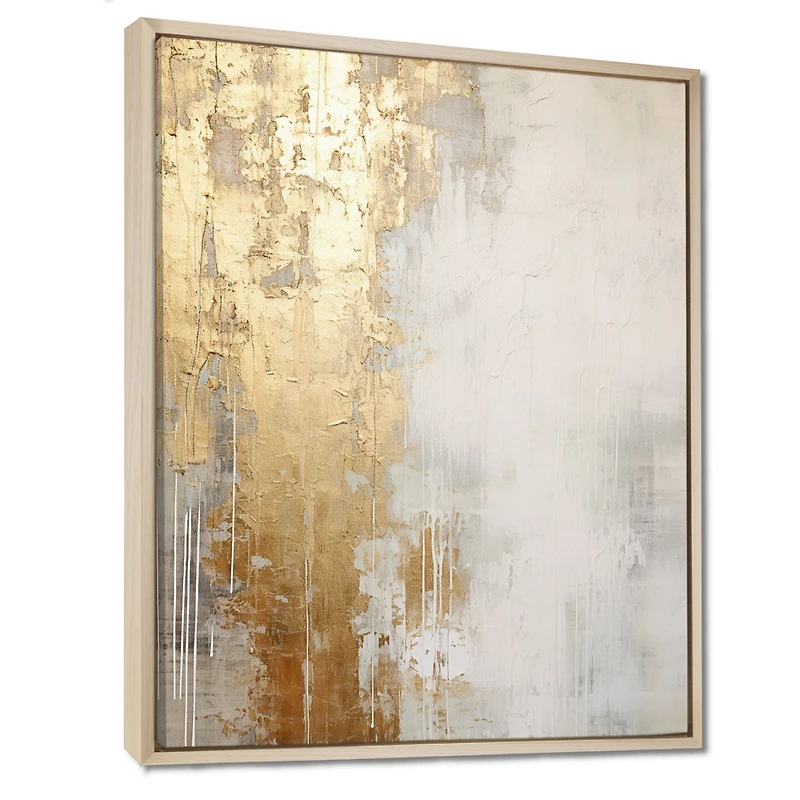 Gold and Beige River Flow – Elegant Minimal Abstract Painting