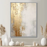 Peinture abstraite minimale « Gold and Beige River Flow »