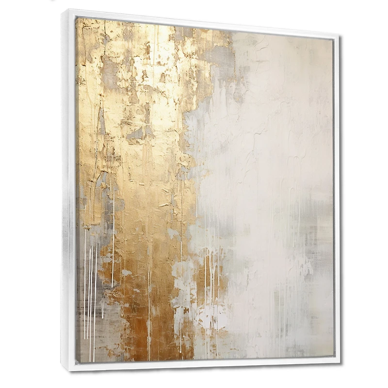 Gold and Beige River Flow – Elegant Minimal Abstract Painting