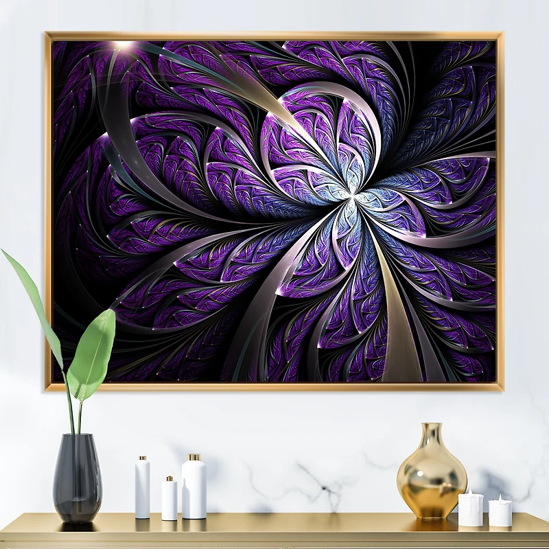 Glittering Purple Fractal Flower  Canvas Art Print