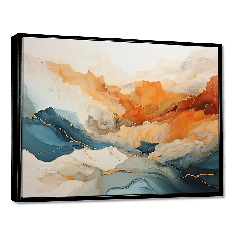 Art fluide dynamique « Orange and Blue River Ink »