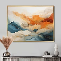 Art fluide dynamique « Orange and Blue River Ink »