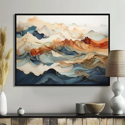 Flowing Orange and Blue Ink – Contemporary Abstract Series