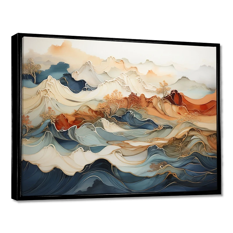 Série abstraite « Flowing Orange and Blue Ink »