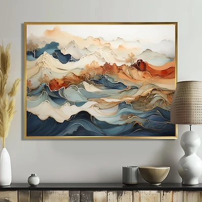 Flowing Orange and Blue Ink – Contemporary Abstract Series