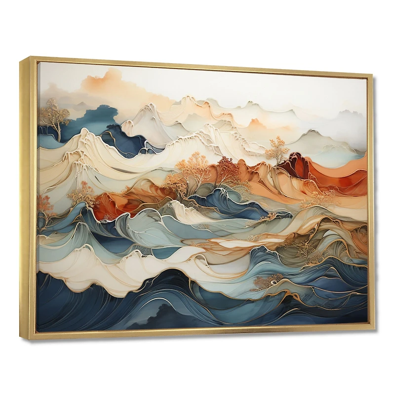 Série abstraite « Flowing Orange and Blue Ink »