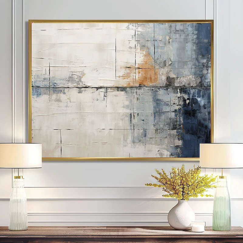 Blue and Beige Road Collage – Abstract Landscape Composition