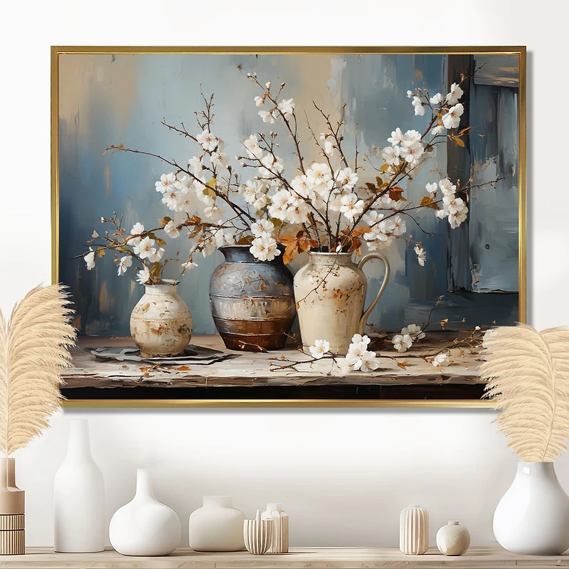 Nature morte moderne « Still Life With Pottery and Flowers »