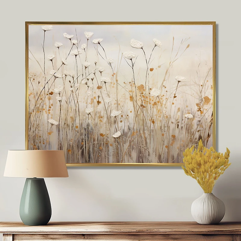 Beige Wildflower Fantasy – Dreamy Neutral Floral Artwork