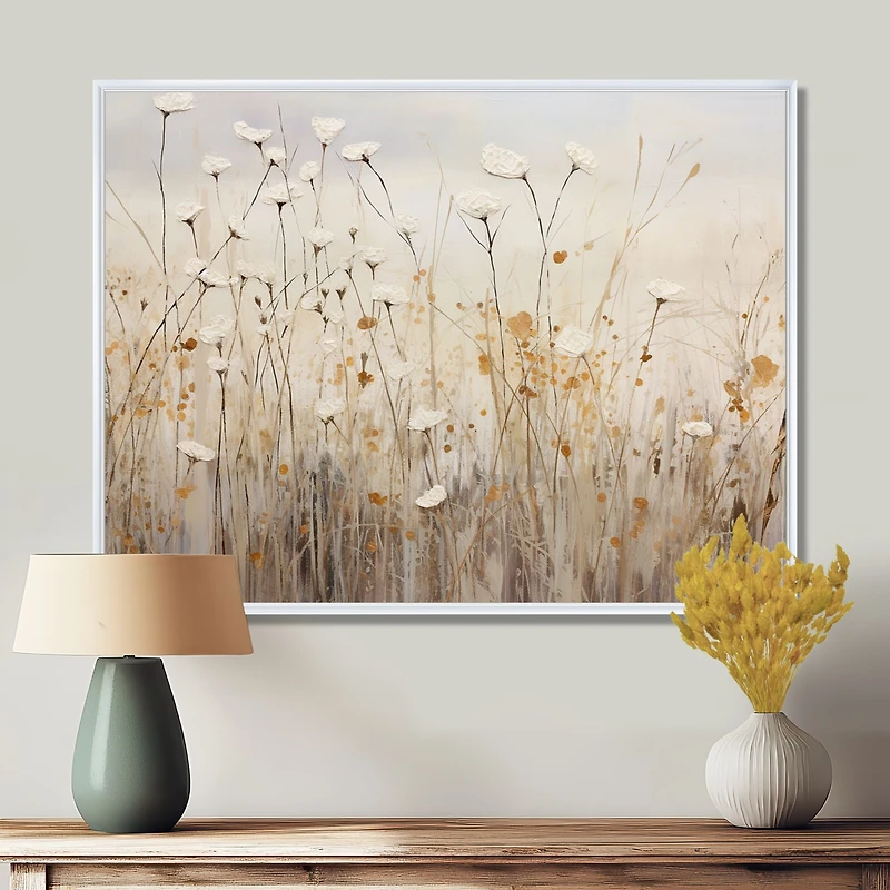 Beige Wildflower Fantasy – Dreamy Neutral Floral Artwork