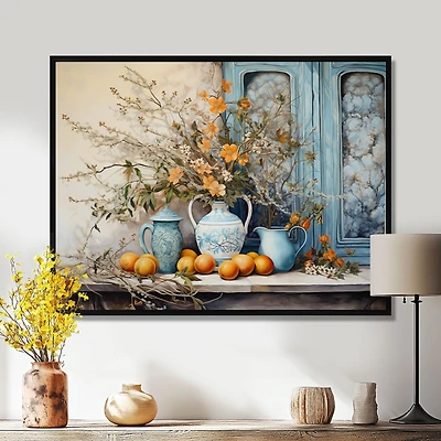Country Farmhouse Vase – Rustic Orange Flower Arrangement