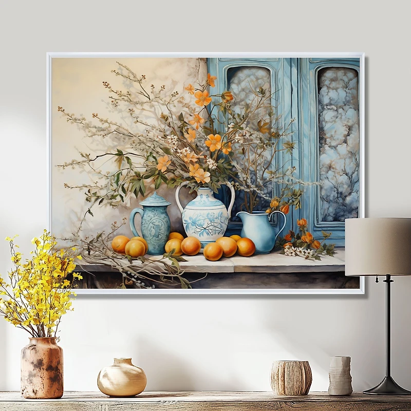 Country Farmhouse Vase – Rustic Orange Flower Arrangement