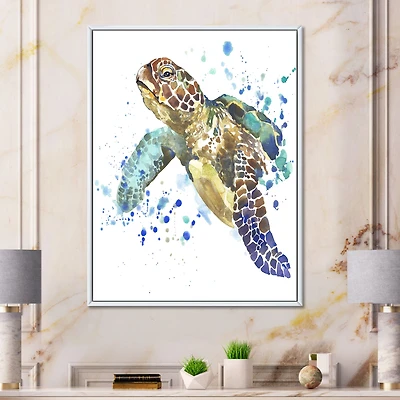 Blue Sea Turtle Canvas Art Print