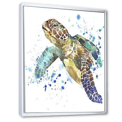 Blue Sea Turtle Canvas Art Print