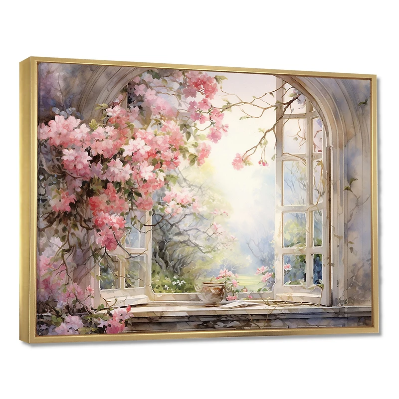 Blossoms by the Window – Pink Country Garden View