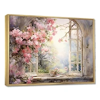 Blossoms by the Window – Pink Country Garden View