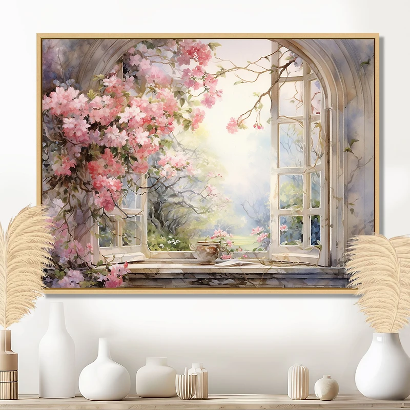 Vue jardin champêtre rose « Blossoms by the Window »