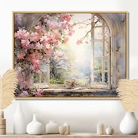 Vue jardin champêtre rose « Blossoms by the Window »