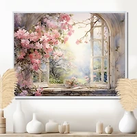 Vue jardin champêtre rose « Blossoms by the Window »