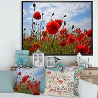 Bright Red Poppy Flowers Photo Artwork on Canvas