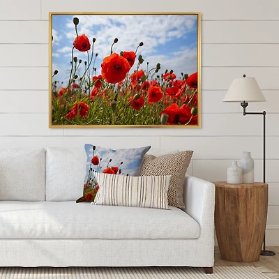 Bright Red Poppy Flowers Photo Artwork on Canvas
