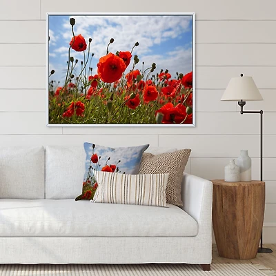 Bright Red Poppy Flowers Photo Artwork on Canvas