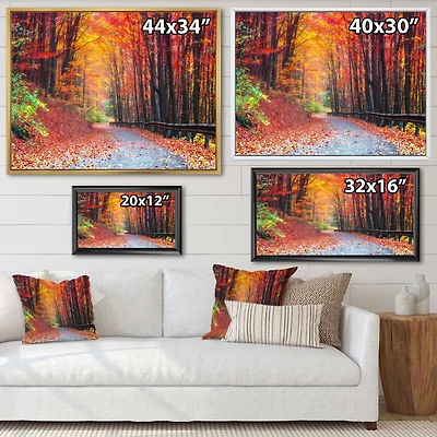 Road Beautiful Autumn Forest  Canvas Art