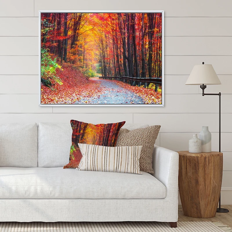 Road Beautiful Autumn Forest  Canvas Art