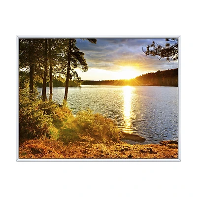 Beautiful View of Sunset over Lake Wall Artwork Print on Canvas