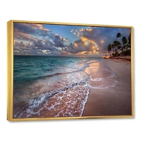 Palm Trees on Clear Sandy  Art Print Canvas