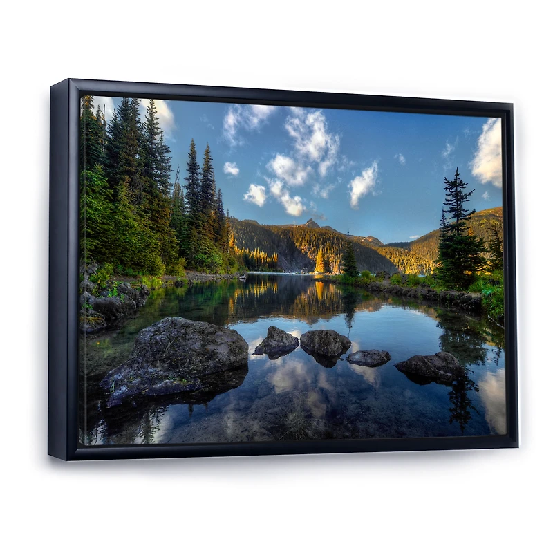 Mountain Lake Surrounded by Trees  Artwork Canvas Print