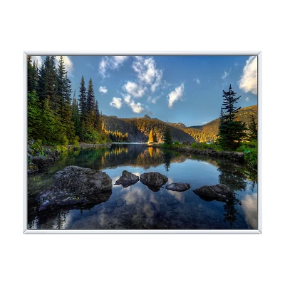 Mountain Lake Surrounded by Trees  Artwork Canvas Print