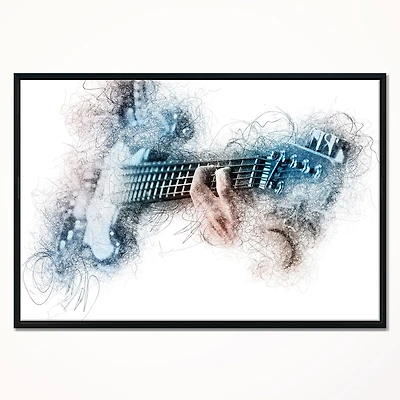 Man Playing A Guitar Watercolor  Wall Art