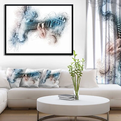 Man Playing A Guitar Watercolor  Wall Art