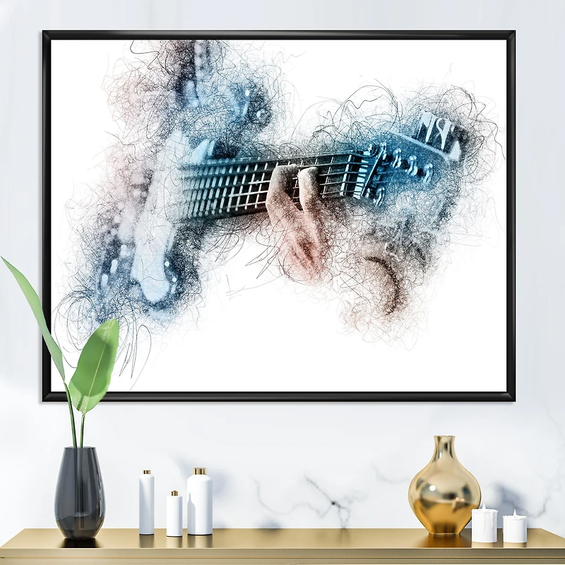 Man Playing A Guitar Watercolor  Wall Art