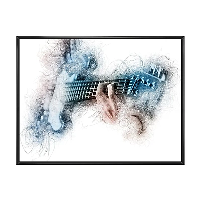 Toile « Man Playing A Guitar Watercolor »
