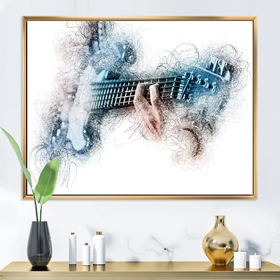 Man Playing A Guitar Watercolor  Wall Art