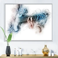 Man Playing A Guitar Watercolor  Wall Art