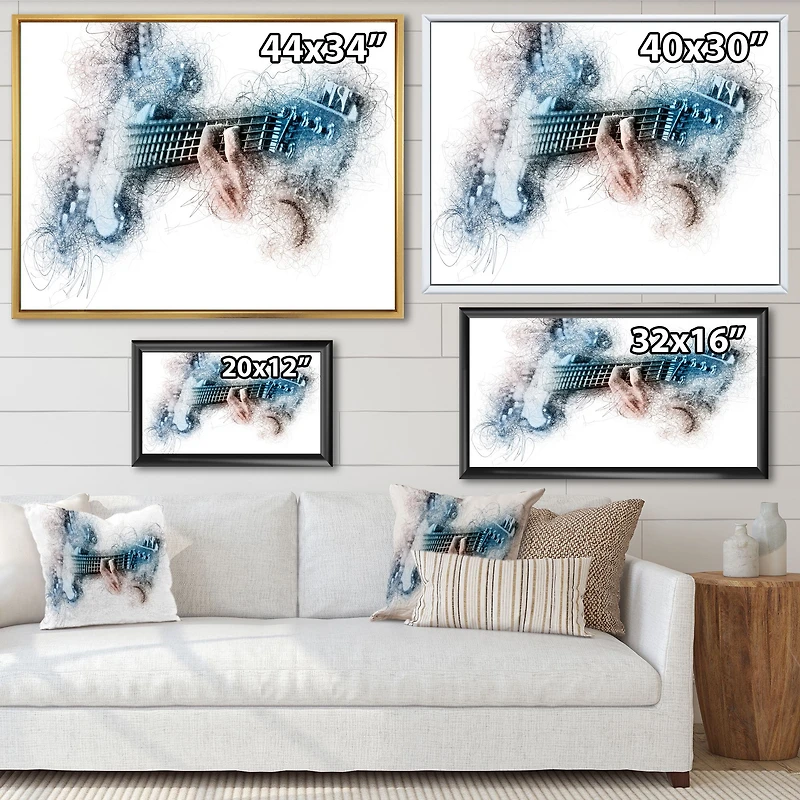 Man Playing A Guitar Watercolor  Wall Art