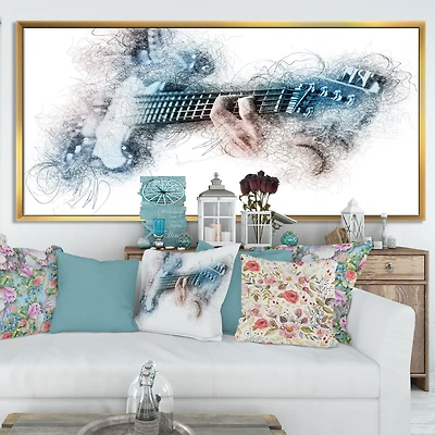 Man Playing A Guitar Watercolor  Wall Art