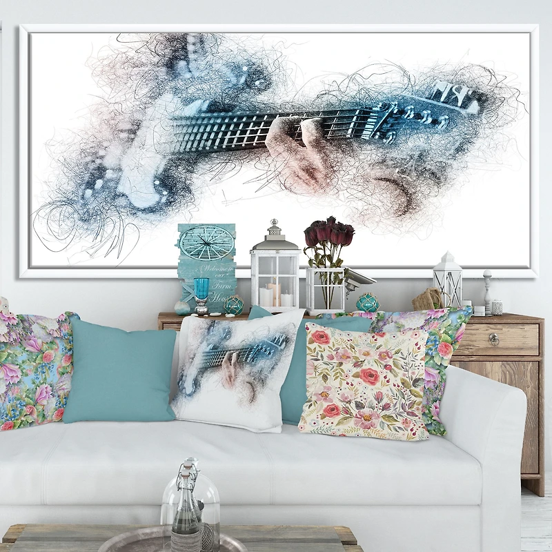 Man Playing A Guitar Watercolor  Wall Art