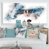Man Playing A Guitar Watercolor  Wall Art