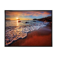 Stunning Ocean Beach at Sunset Art Print on Canvas
