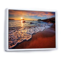 Stunning Ocean Beach at Sunset Art Print on Canvas