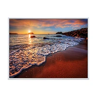 Stunning Ocean Beach at Sunset Art Print on Canvas