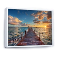 Brilliant Sunrise over Sea Pier Canvas Wall Art