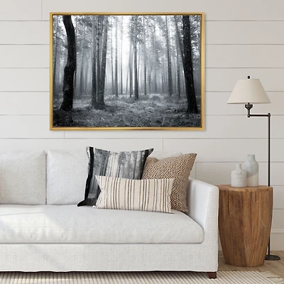 Toile « Black and White Foggy Forest »