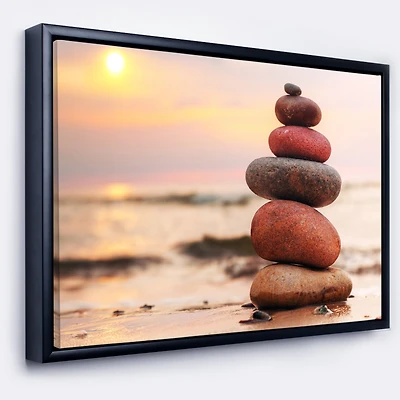Stones Pyramid on Sand Symbolizing Zen Wall Art